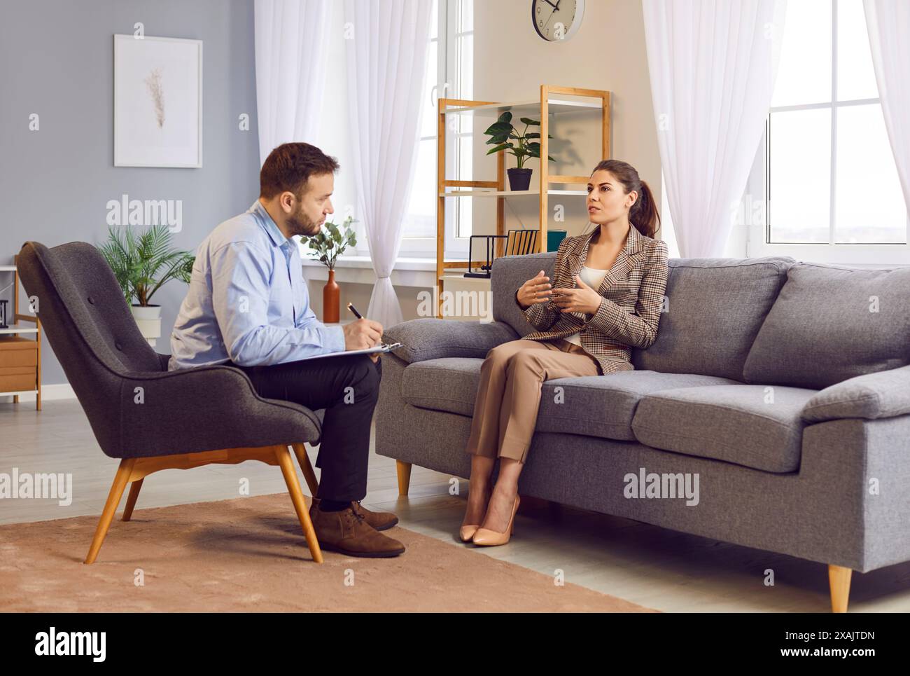 Psychologist doctor, psychiatrist session for woman routine patient