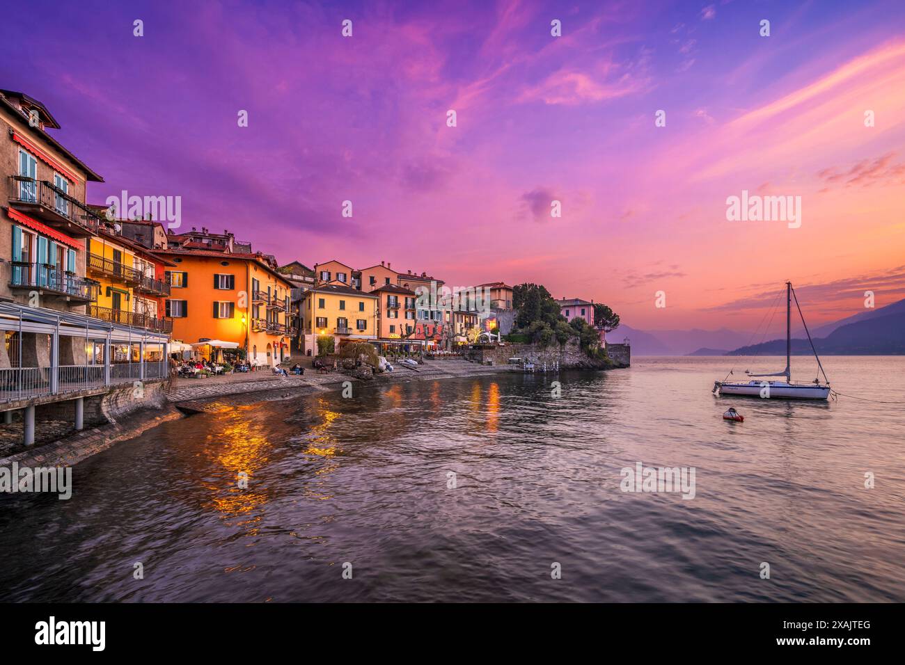 Sunset in Varenna on Lake Como, Italy Stock Photo - Alamy