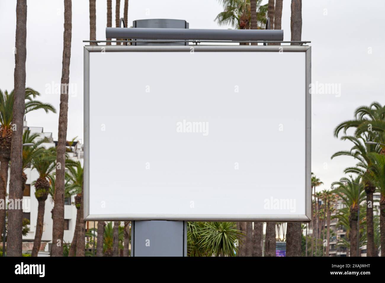 Close-up on a blank billboard. Stock Photo