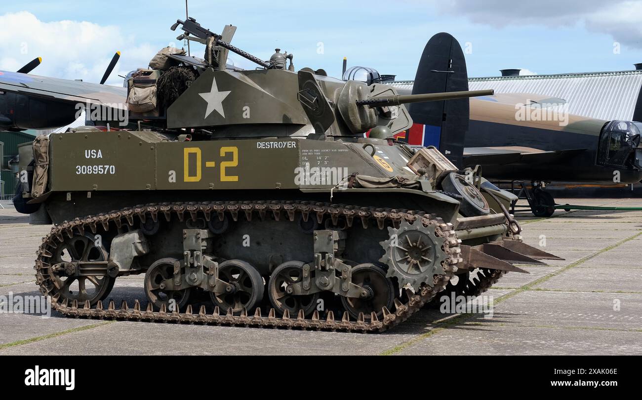 The M3 Stuart/light tank M3, was an American light tank of World War II. An improved version of the tank entered service as the M5 in 1942 Stock Photo