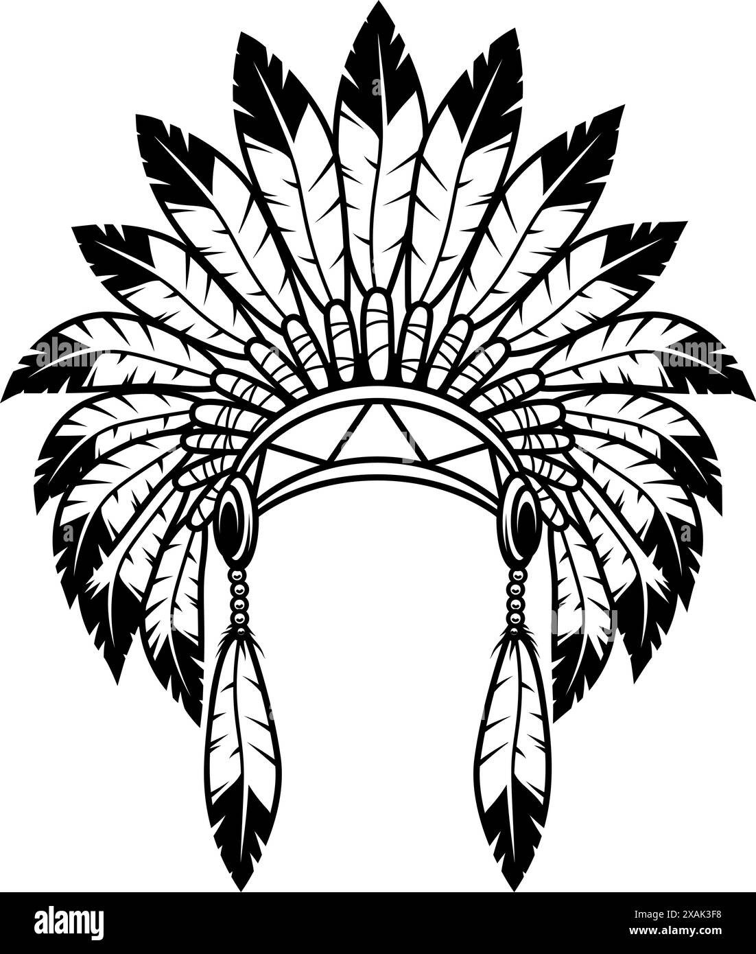 Indian chief war bonnet Black and White Stock Photos & Images - Alamy