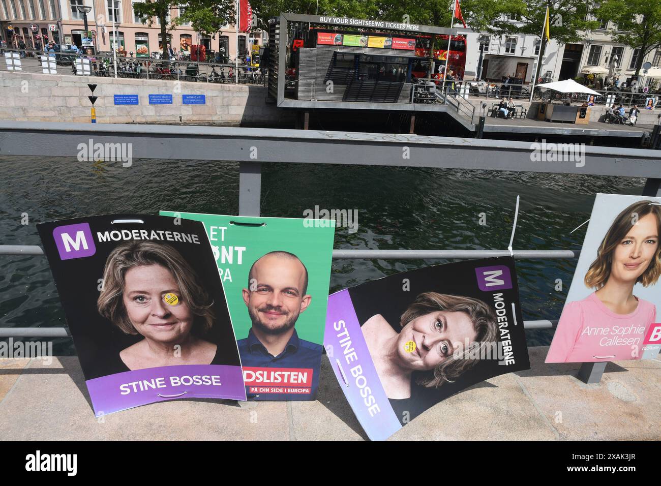 Copenhagen/ Denmark/07 jUNE 2024/ eu elections voting card & Various danish political hang theier candidate EU elections poster for EU parliamentary election on 9 june 2024. Photo.Francis Joseph Dean/Dean Pictures Not for commercial use Stock Photo