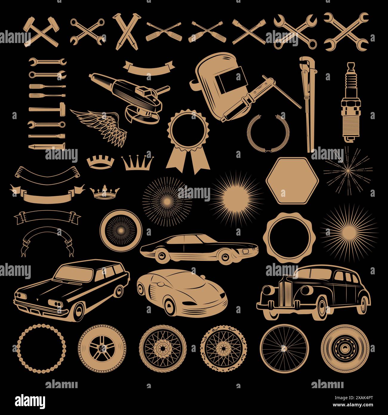 Car service logo generator. Set of design elements for car service, car