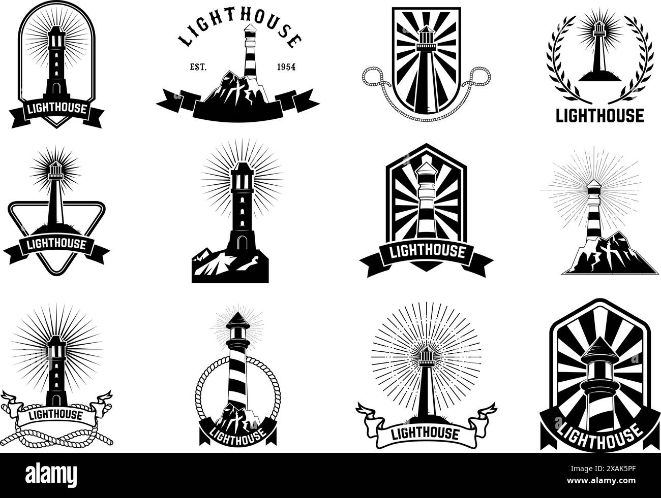 set of lighthouses labels and icons. Lighthouse label,logo or badge ...