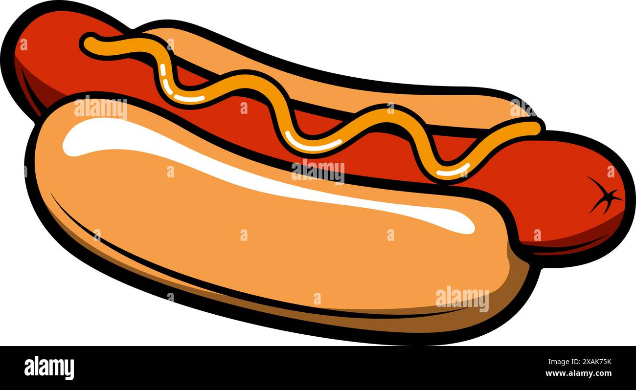 Hot dogs. Hot dog in retro style with fire isolated on white background ...