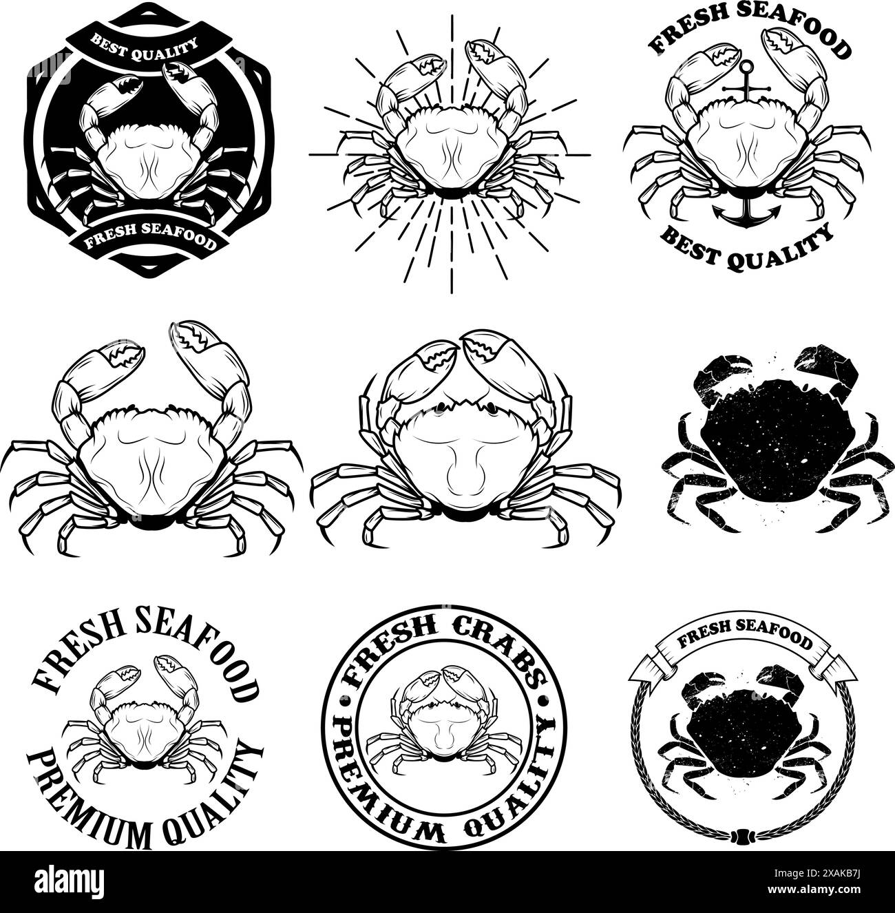 Set of crabs labels, badges and emblems and design elements. Finest