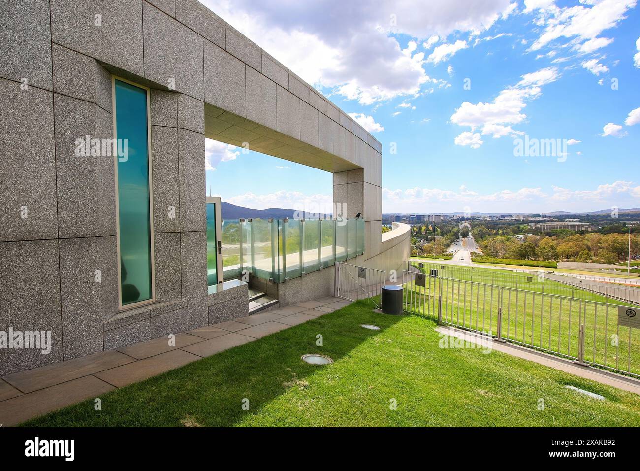 Rooftop of the semi-buried Parliament House of Australia on Capital Hill in Canberra, Australian Capital Territory Stock Photo