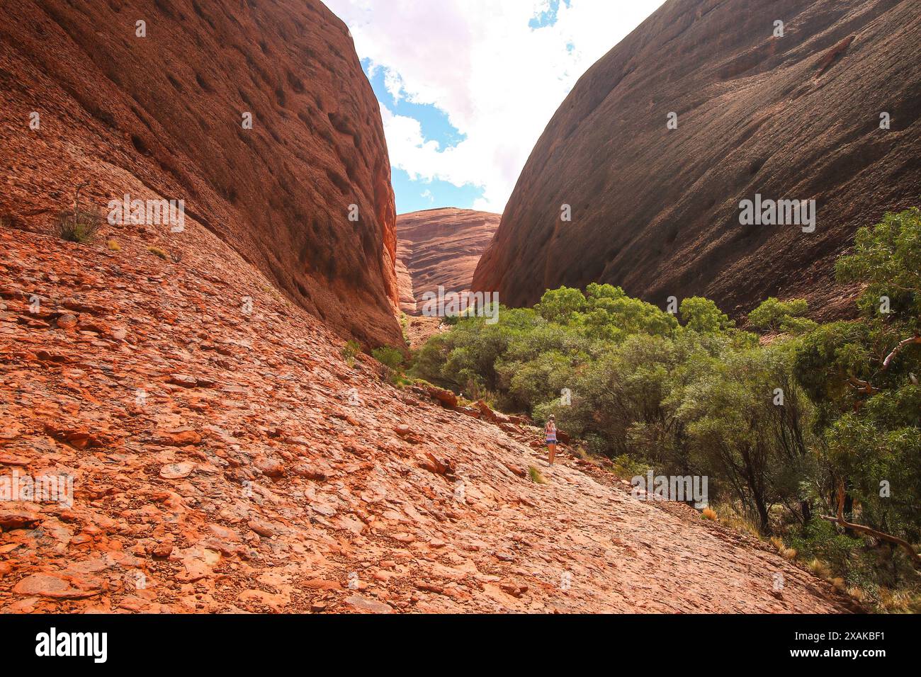 Karingana Lookout on the Valley of the Winds trail in Kata Tjuta aka the Olgas, large rock formations in Northern Territory, Central Australia - Narro Stock Photo