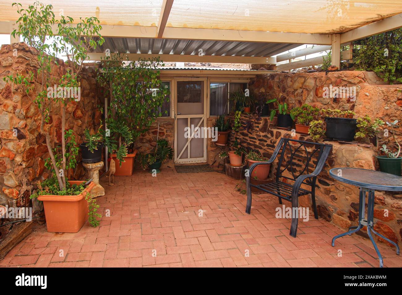 Courtyard of Faye's Underground House, a popular tourist attraction of