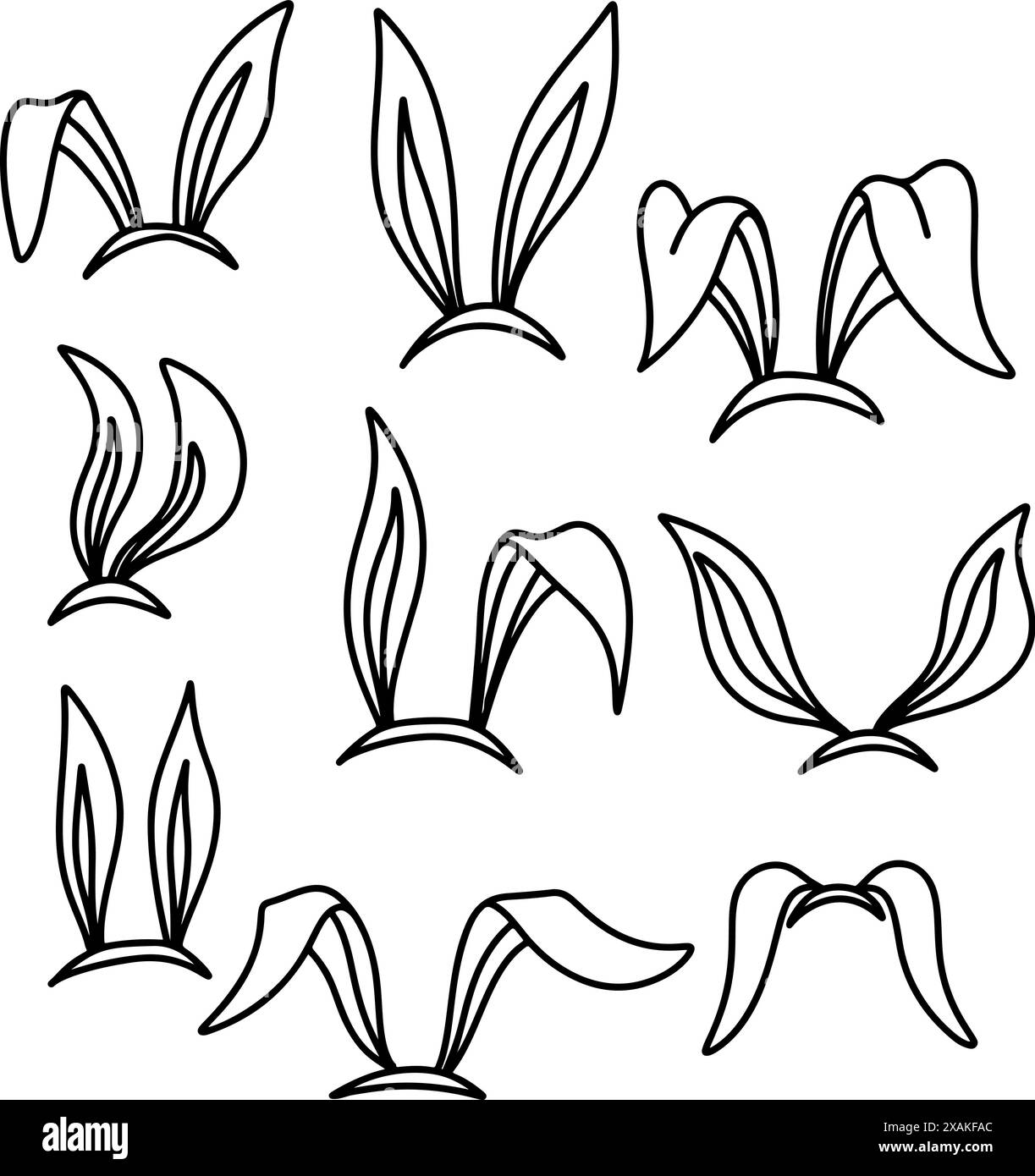 Set of hand drawn rabbit ears. Doodle style rabbit ears. Vector ...