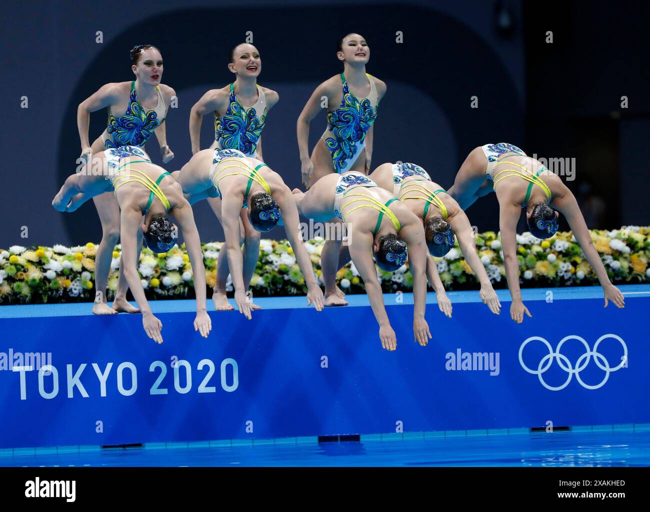 Tokyo Japan, July 20, 2024, synchronized swimming athletes in the