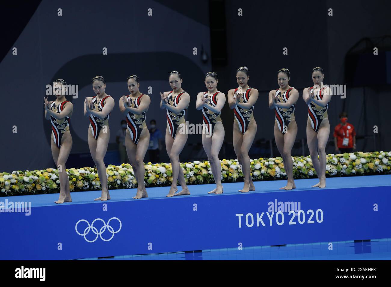 Tokyo Japan, July 20, 2024, synchronized swimming athletes in the