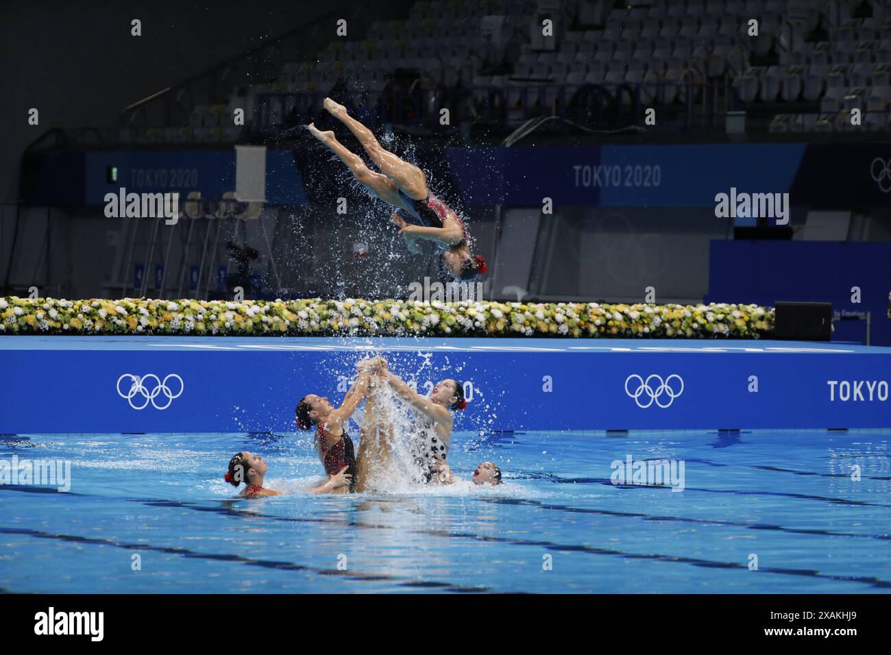 Tokyo Japan, July 20, 2024, synchronized swimming athletes in the