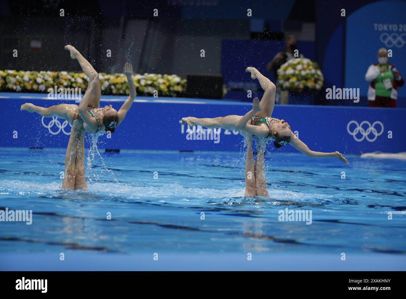 Tokyo Japan, July 20, 2024, synchronized swimming athletes in the