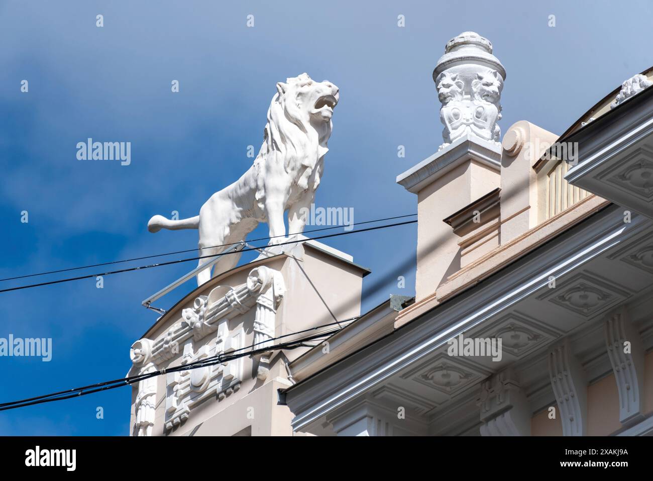 Lion Building Sign White Lion, Art Nouveau building on Alberta iela, a UNESCO World ...
