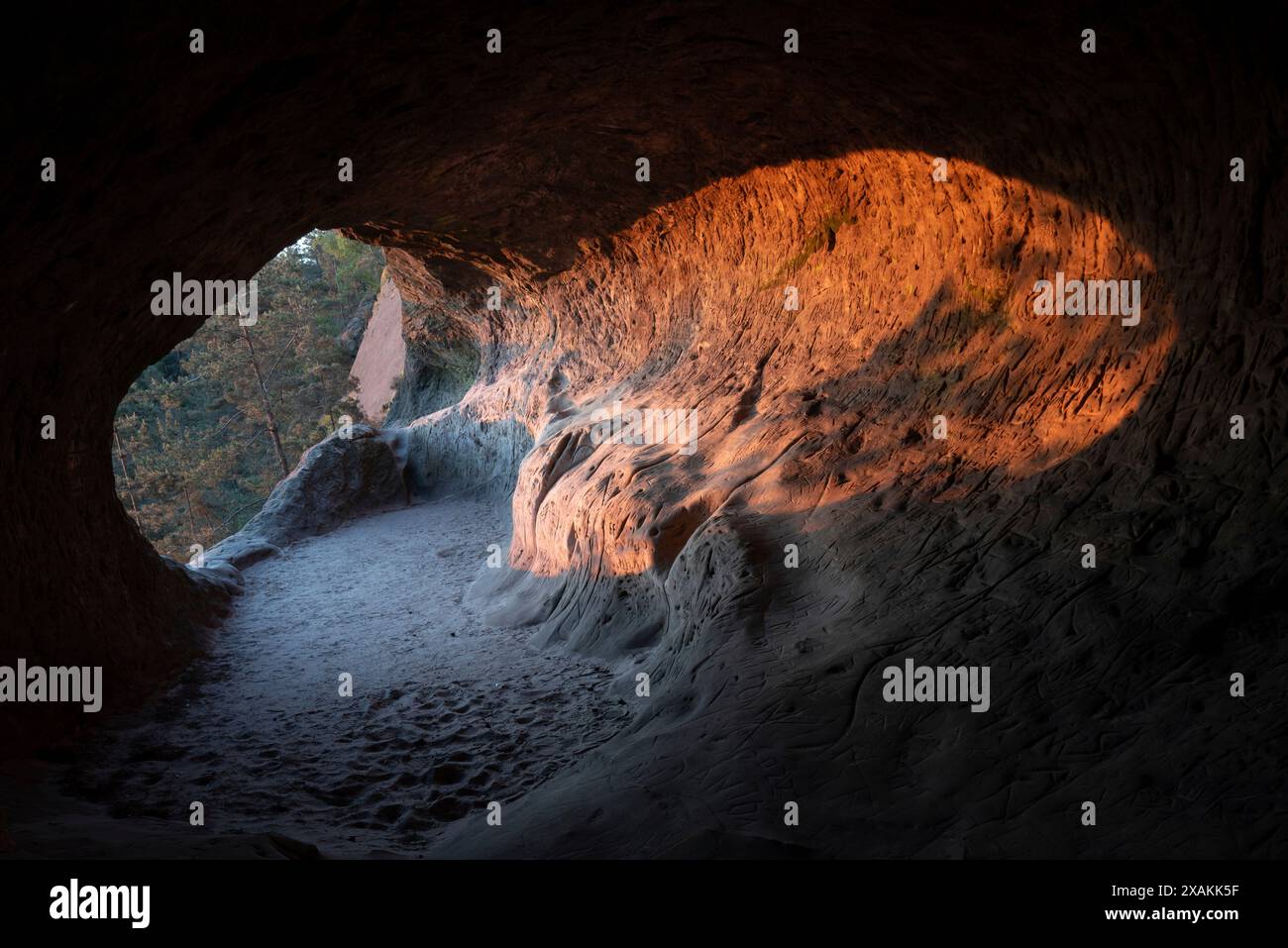 Devils Arch Germany Devil's Wall at sunrise, cave at the Hamburg coat of arms, Harz ...