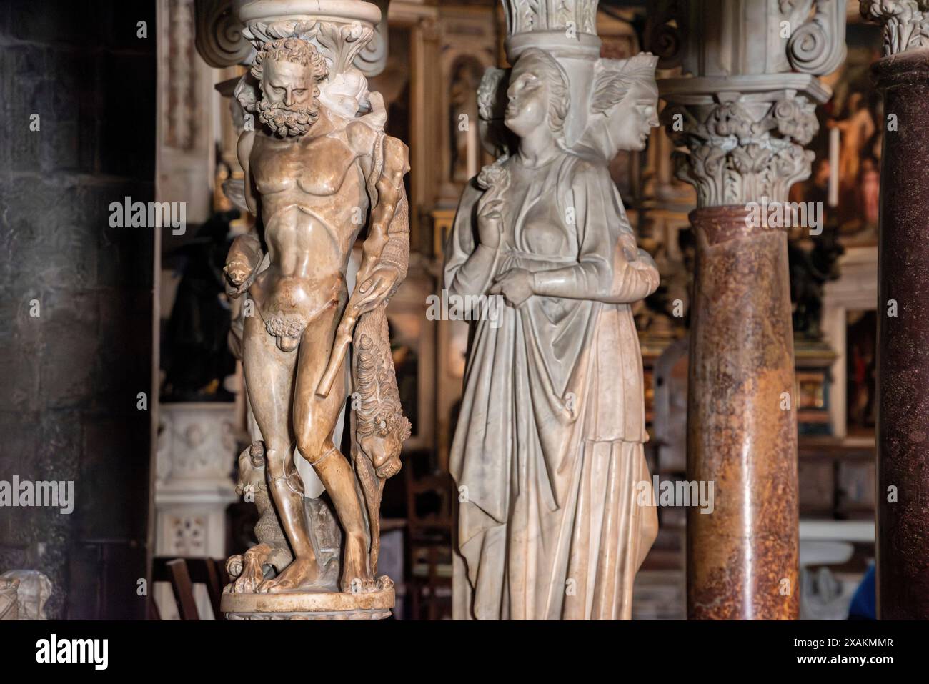 Detail of famous pulpit in the cathedral of Pisa, Italy, made by ...