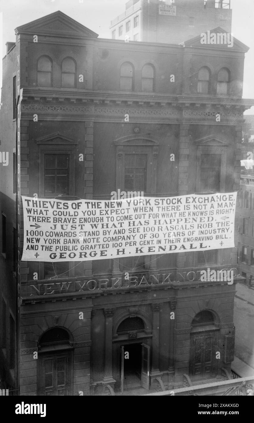 New York Bank Note Co. notice, 1913. Shows sign posted on building by ...
