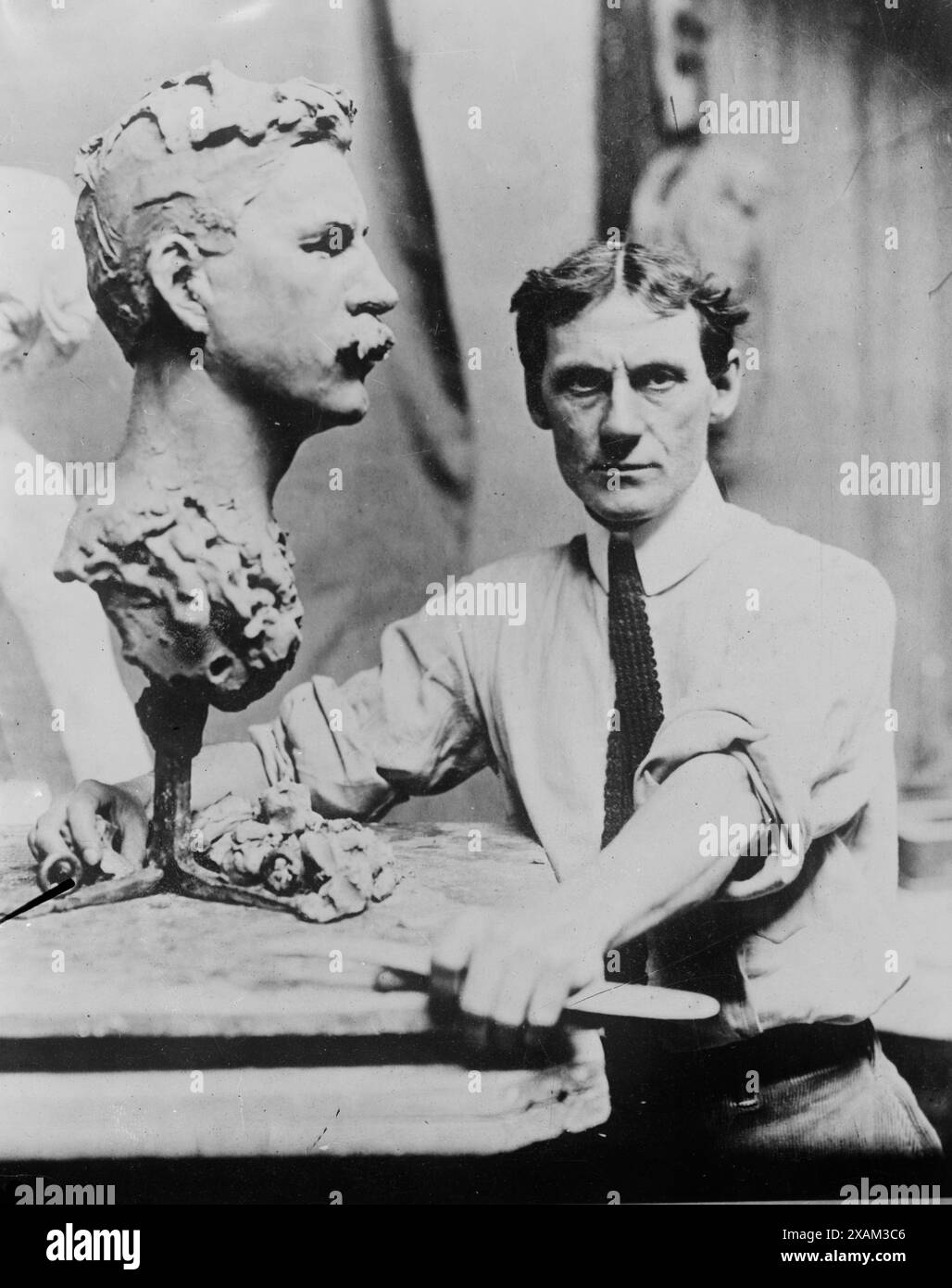 Chas. Grafly art, 1913. Shows Charles Grafly (18621929), a sculptor