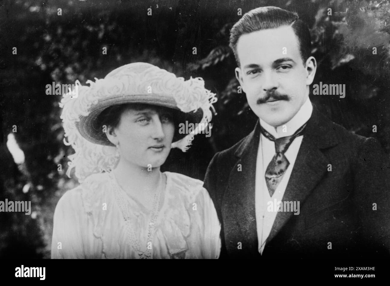 Ex-King Manuel &amp; bride, Manuel of Portugal, between c1910 and c1915. Shows Princess Augusta Victoria of Hohenzollern (1890-1966) and King Manuel II of Portugal. Stock Photo