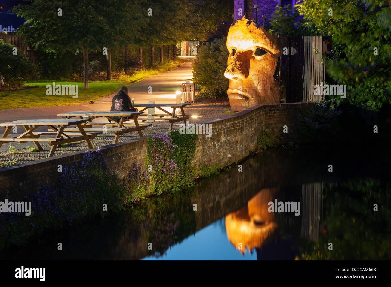 Evening at Dave Lee and Bulkhead statues in Canterbury, Kent, England. Stock Photo
