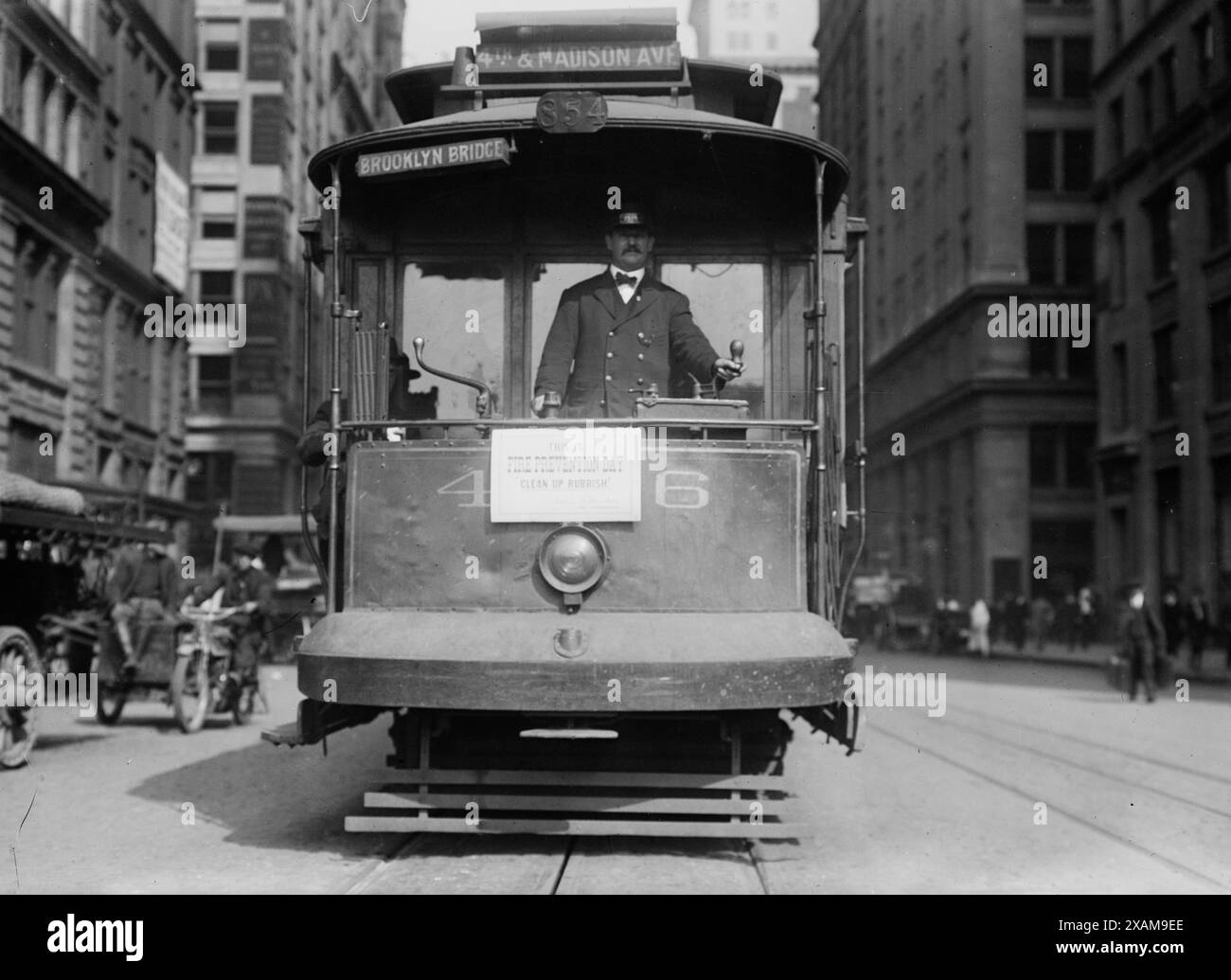 Clean Up day -- street car -- 4th and Madison Ave., 1914. Shows a