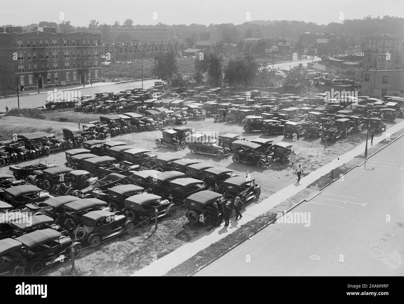 Auto's parked at Ebbets Field, 1916. Stock Photo