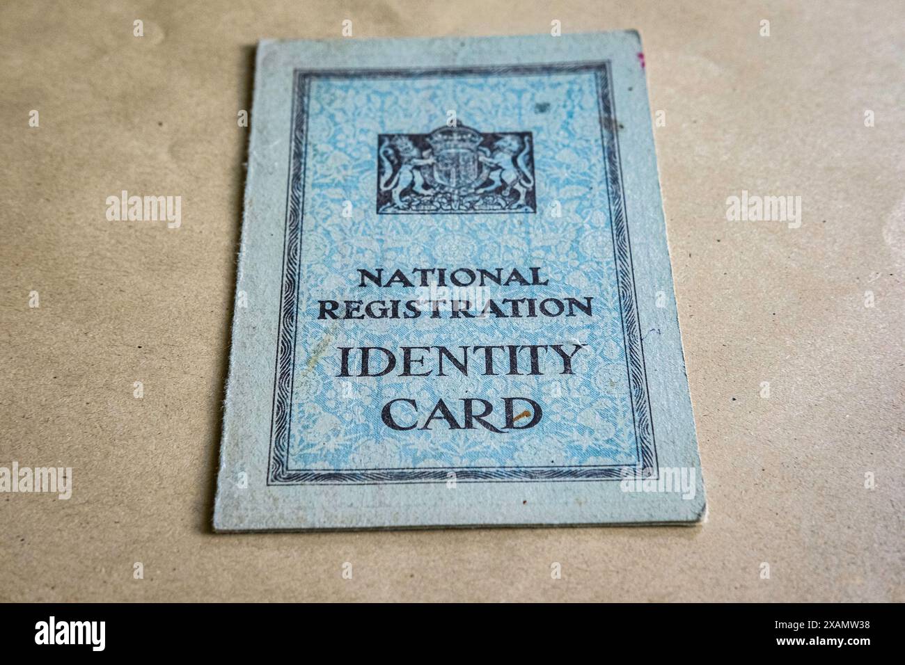National Registration Identity Card from 1940's Britain. Stock Photo