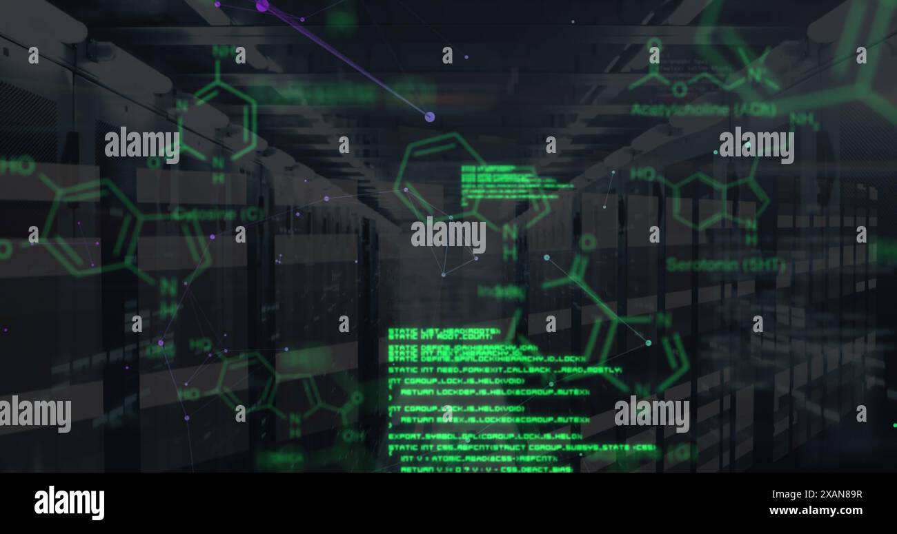 Image of scientific data processing over servers Stock Photo