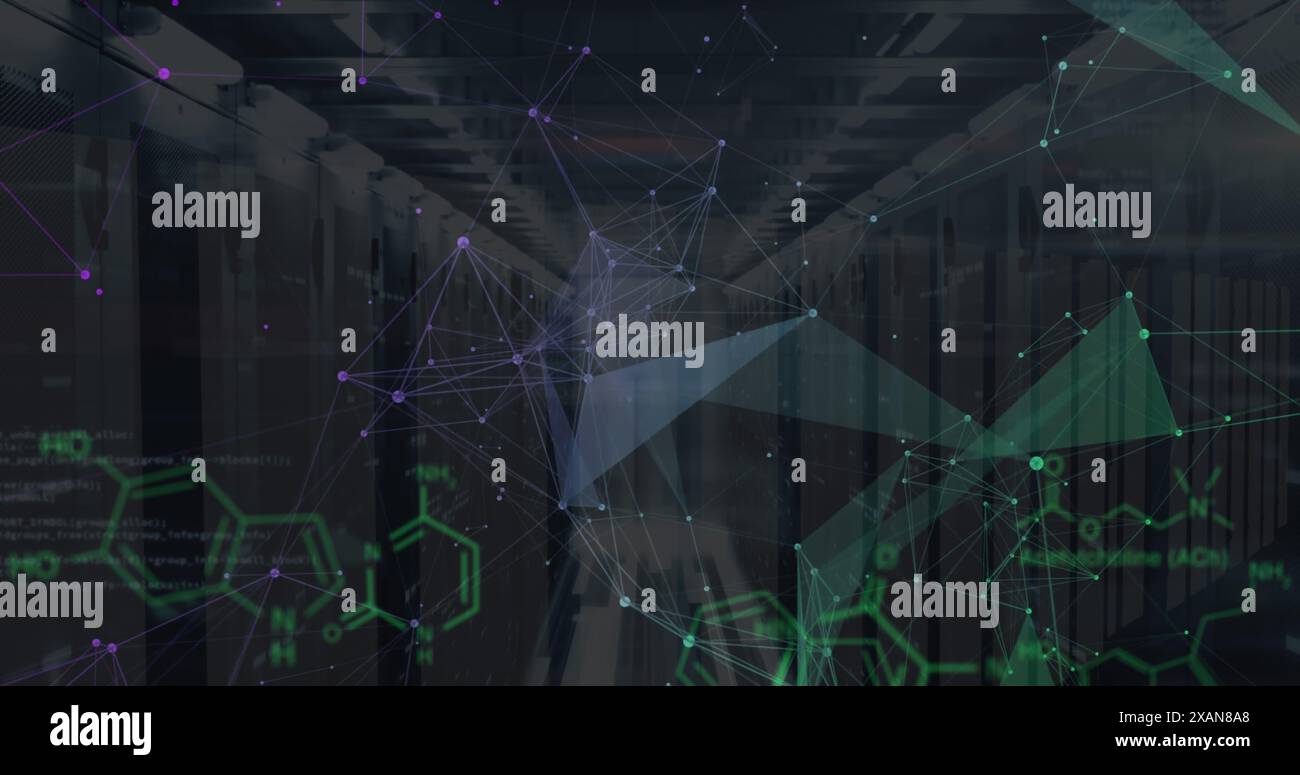 Image of scientific data processing over servers Stock Photo