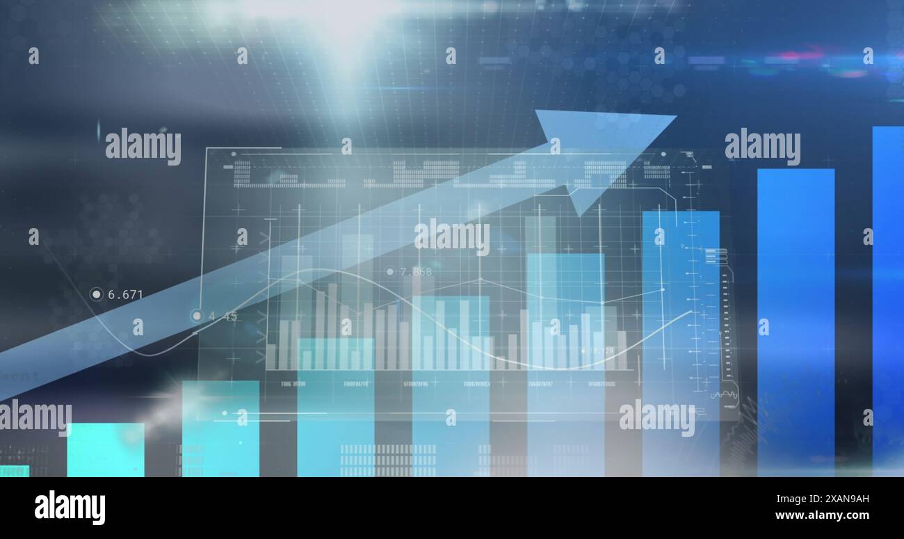 Image of financial data processing with arrow Stock Photo