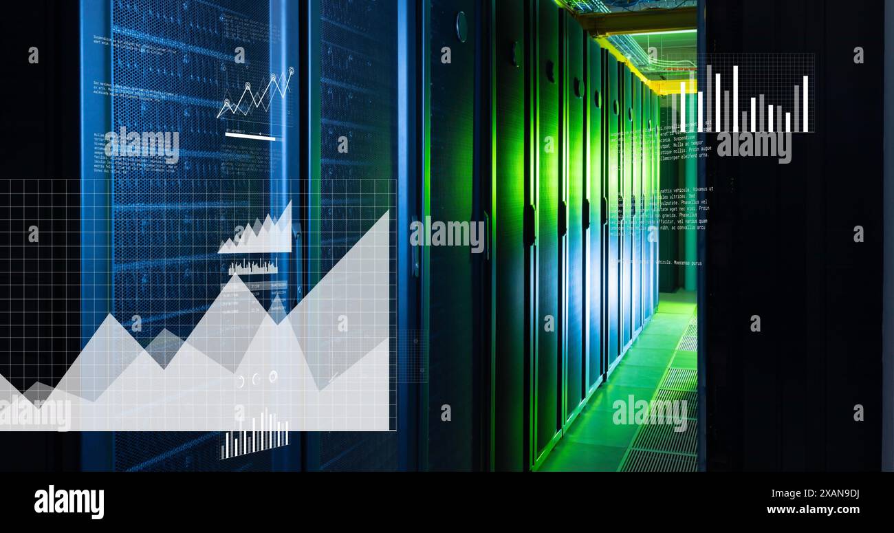 Image of financial data processing over computer servers Stock Photo