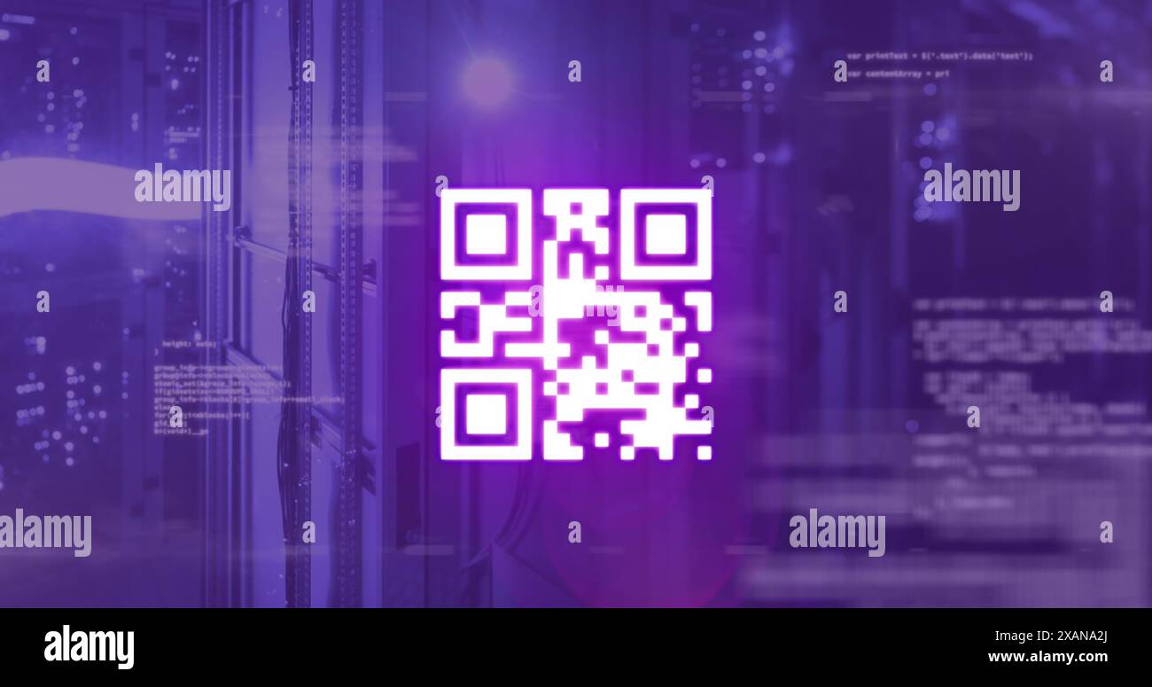 Image of qr code over digital interface, copy space Stock Photo - Alamy