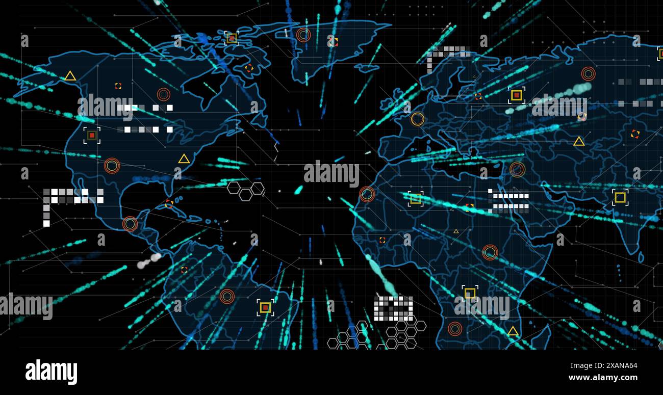 Image of scanners and data processing over world map Stock Photo - Alamy