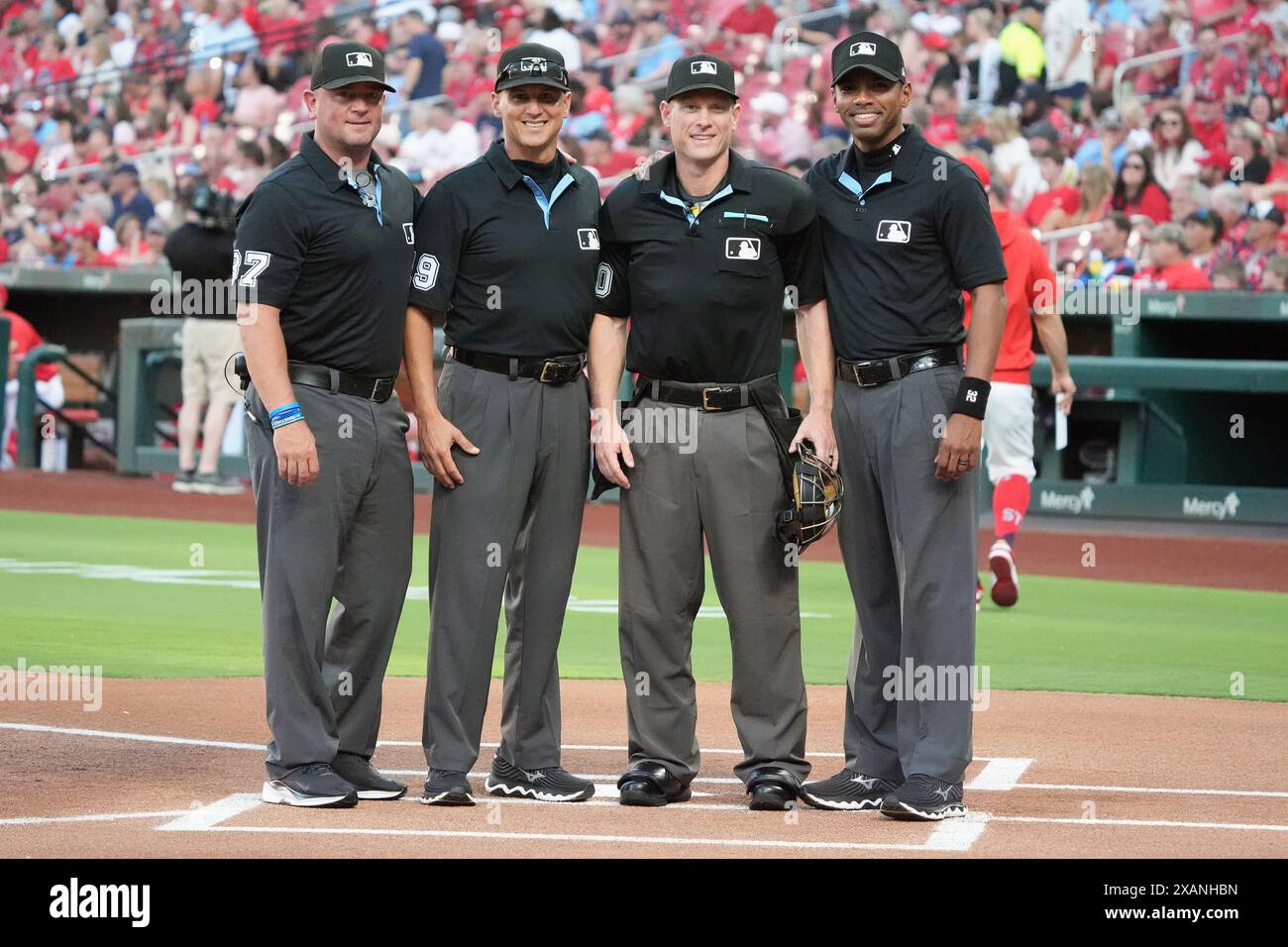 St. Louis, United States. 07th June, 2024. Major League umpires (L to R