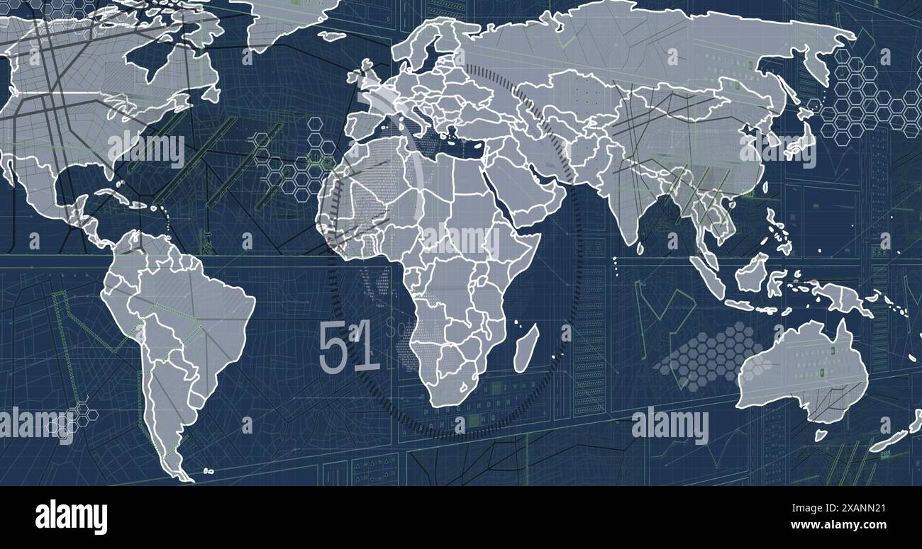 Image of statistics and financial data processing over world map Stock Photo