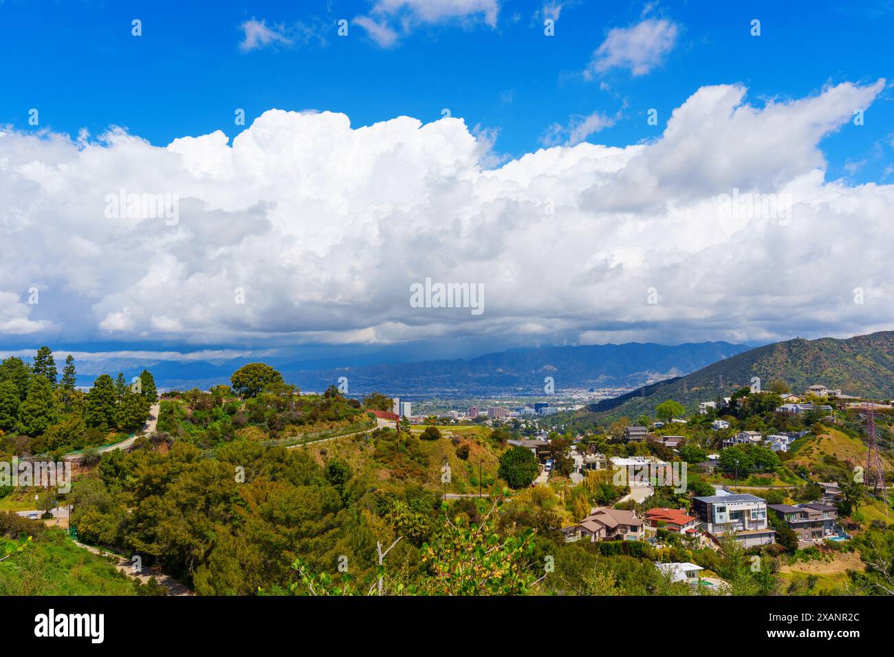 View of Breathtaking panorama of Los Angeles, featuring private homes nestled ...
