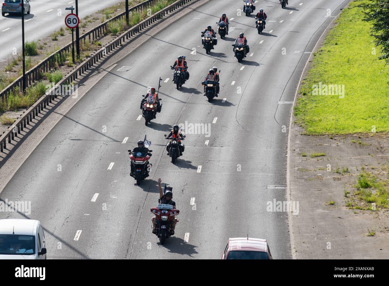 Hillingdon, London, UK. 8th Jun, 2024. Thousands of motorcyclists are taking part in a ride from