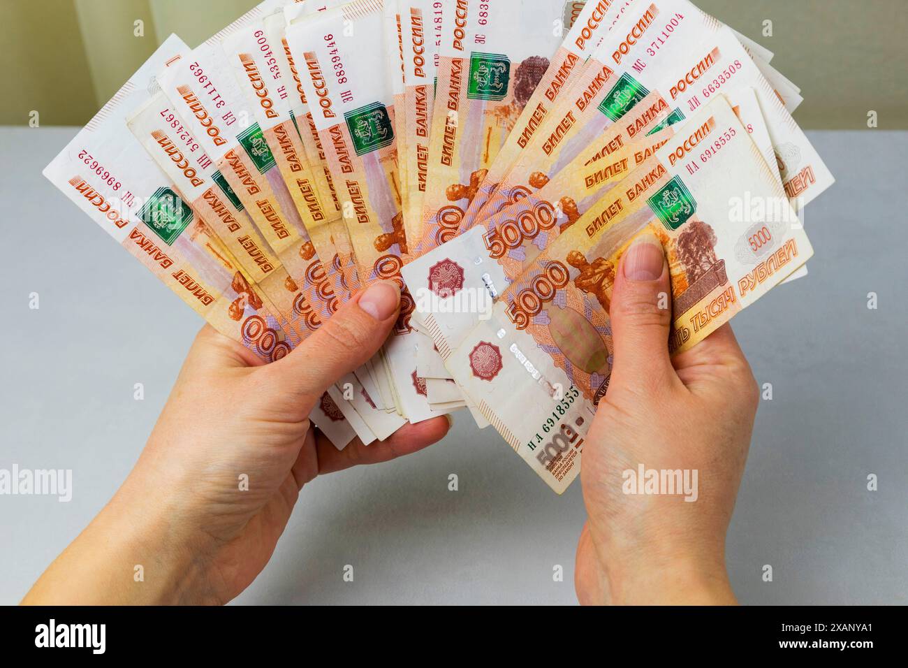 Stack of russian rubles bills isolated on white background Stock Photo -  Alamy