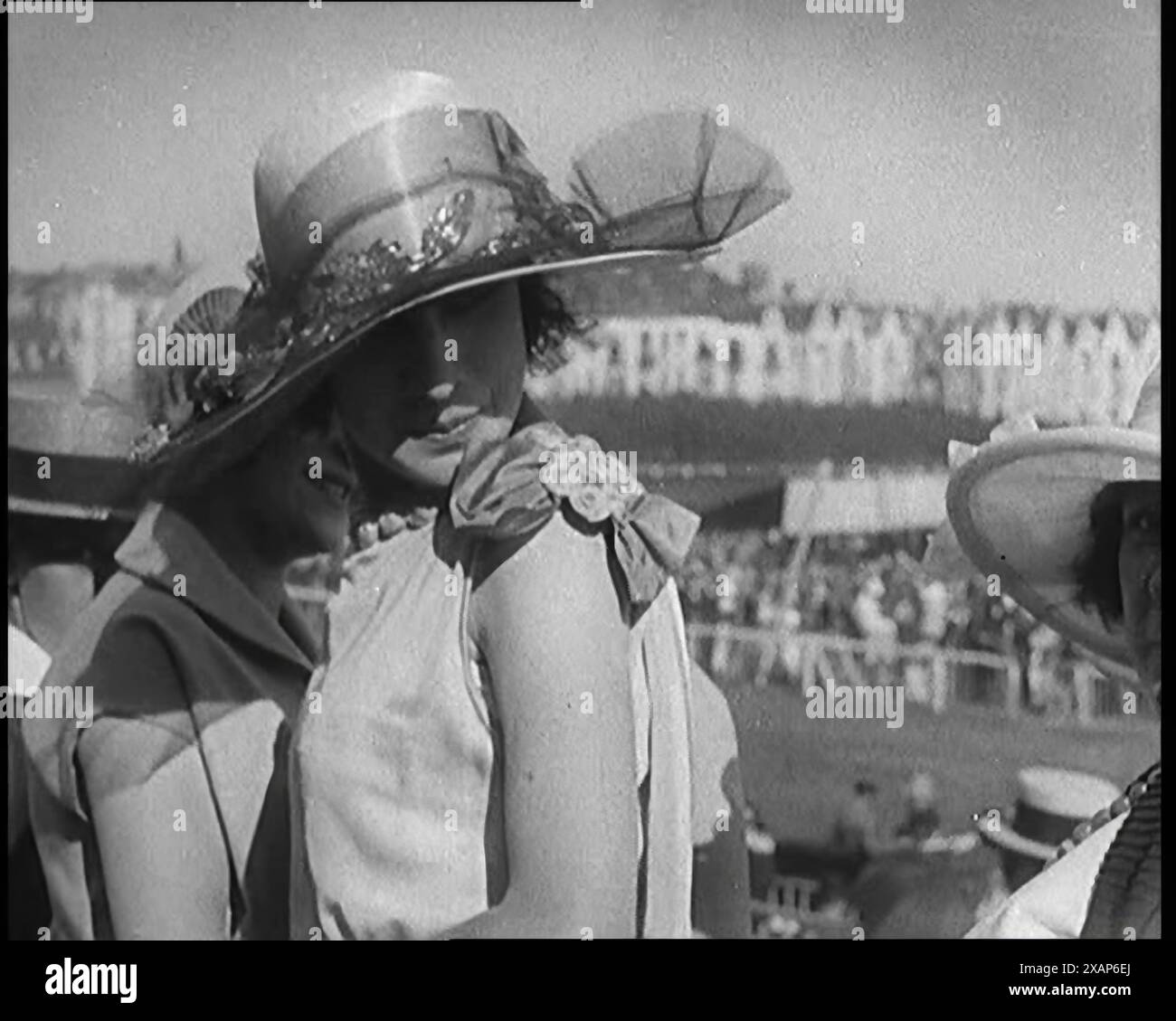 Flappers Races Three Female Civilians Wearing Smart Summer Outfits and Hats Chatting ...