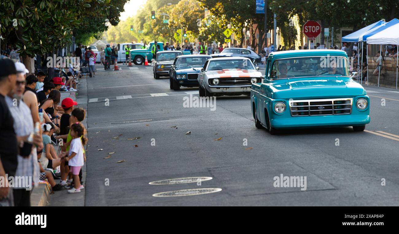 Modesto, Ca, USA. 7th June, 2024. The American Graffiti parade in