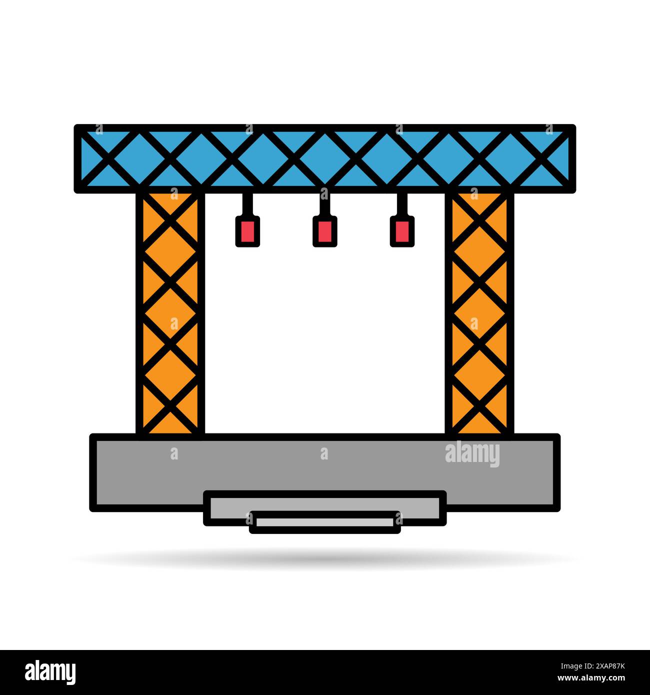 Stage scene constructions shadow icon, web frame podium sign, show design vector illustration . Stock Vector