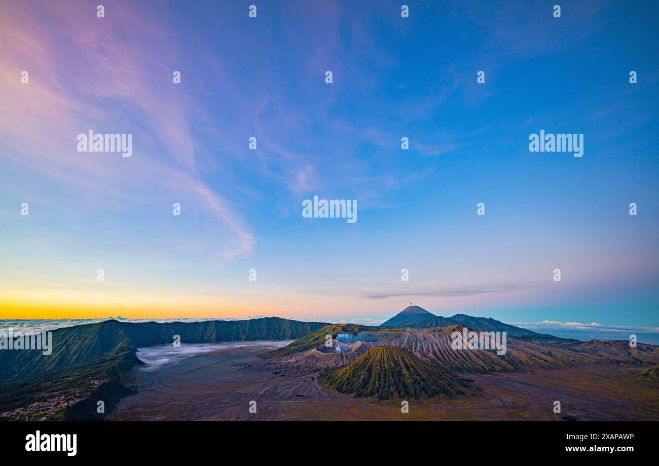 Bright morning colors on the horizon. The sun shines brightly over the ...