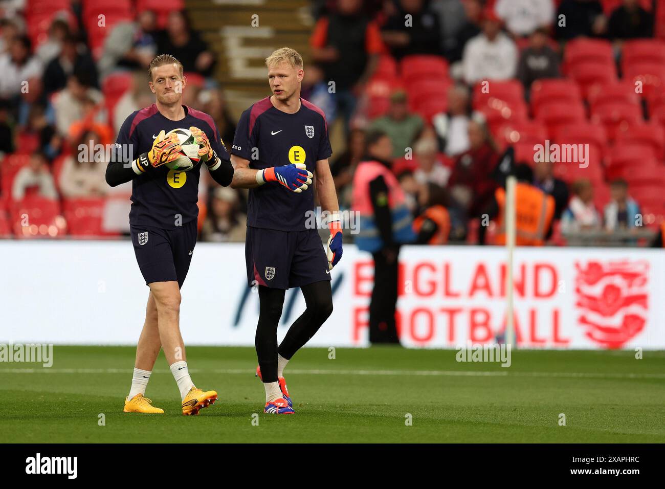 London, UK. 07th June, 2024. Jordan Pickford (l) & Aaron Ramsdale (r ...
