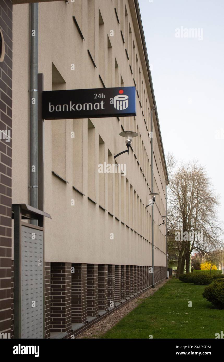 Poznan, Poland - 04.14.2024: Signboard for the location of PKO ATM Stock Photo
