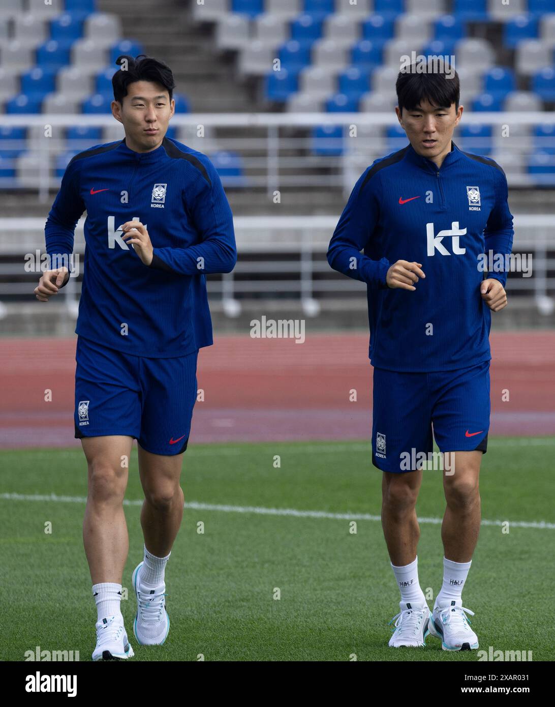 240608 GOYANG June 8 2024 Xinhua Son Heungmin L And Hwang 240608 Goyang June 8 2024 Xinhua Son Heungmin L And Hwang Inbeom Of South Korea Participate In A Training Session In Goyang South Korea June 8 2024 South Korea Will Face China In A 2026 Fifa World Cup Asian Qualifiers Match In Seoul On June 11 Photo By Jun 2XAR031 