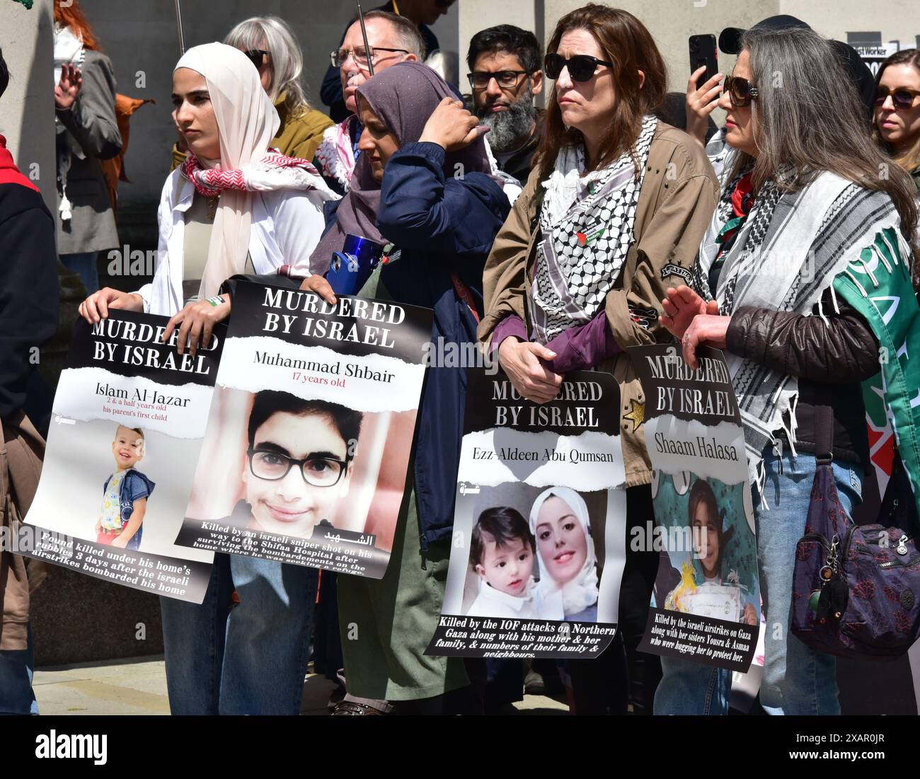 Free Palestine protest, Manchester, UK, 8th June, 2024. 'Murdered by