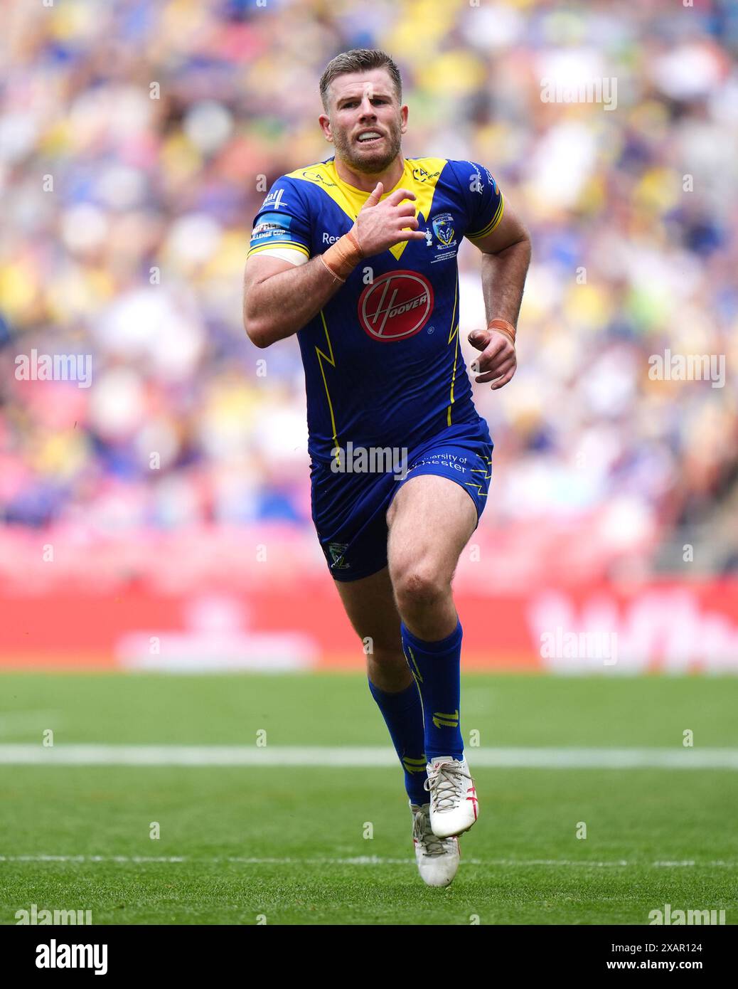 Warrington Wolves' Lachlan Fitzgibbon during the Betfred Challenge Cup final at Wembley Stadium, London. Picture date: Saturday June 8, 2024. Stock Photo