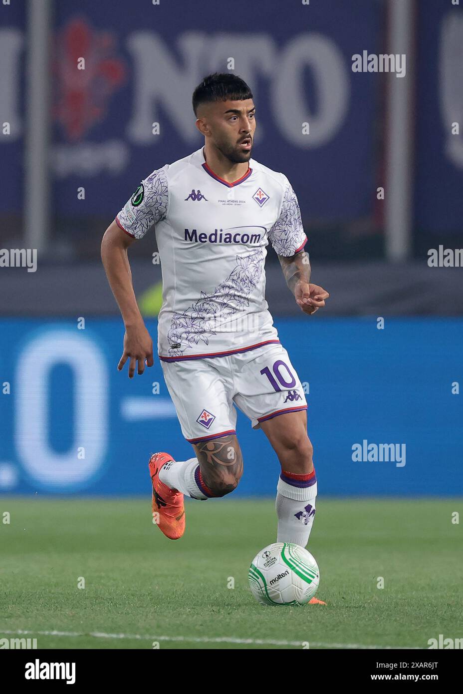 Athens, Greece, 29th May 2024. Nicolas Gonzalez of ACF Fiorentina during the UEFA Europa Conference League match at AEK Arena, Athens. Picture credit should read: Jonathan Moscrop / Sportimage Stock Photo