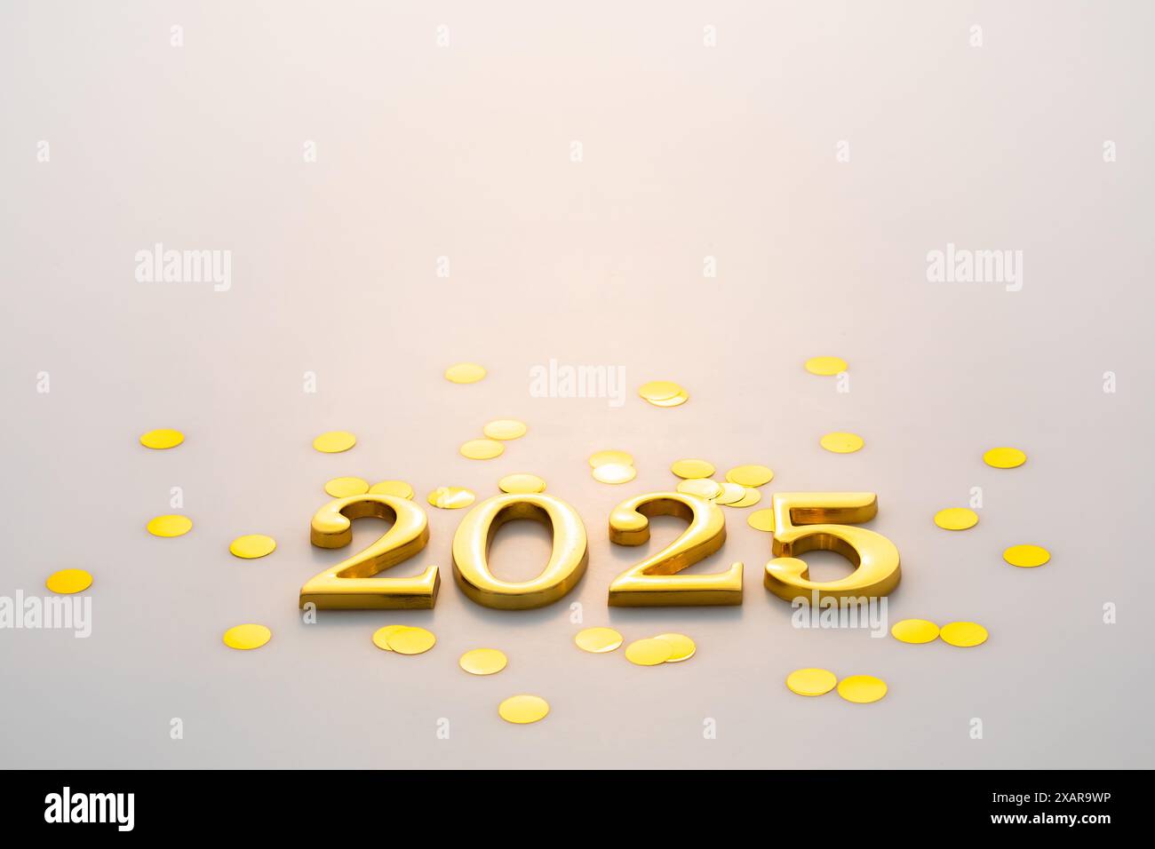 Gold 2025 New Year Number on White Background Stock Photo - Alamy